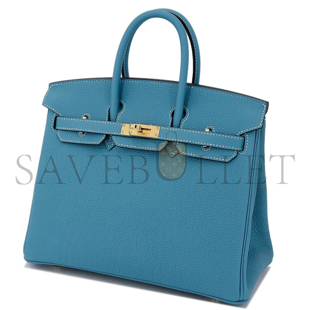 H**mes master birkin 25 denim blue togo calfskin gold button 10099469 (25*20*13cm)