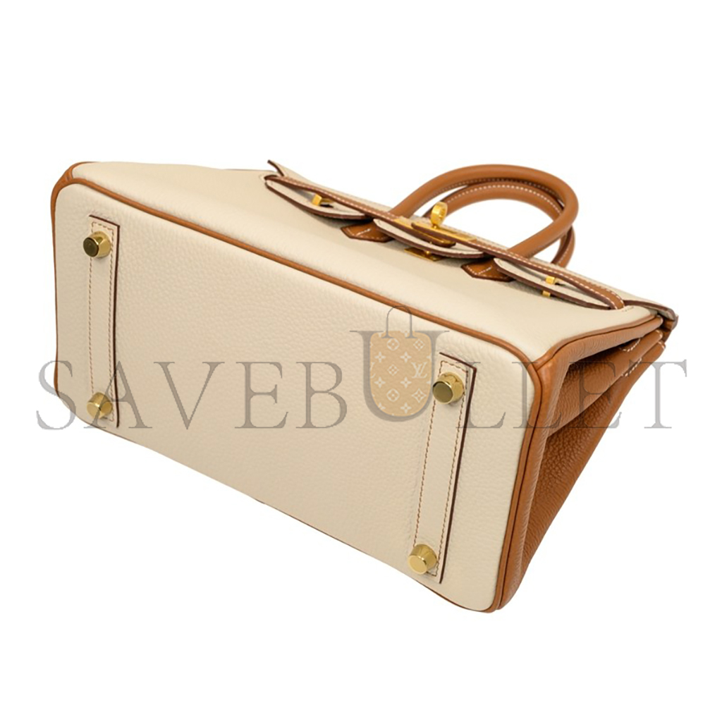 H**mes master birkin 25 clemence leather milkshake white spelling horseshoe prints bk251037tgcz (25*20*13cm)