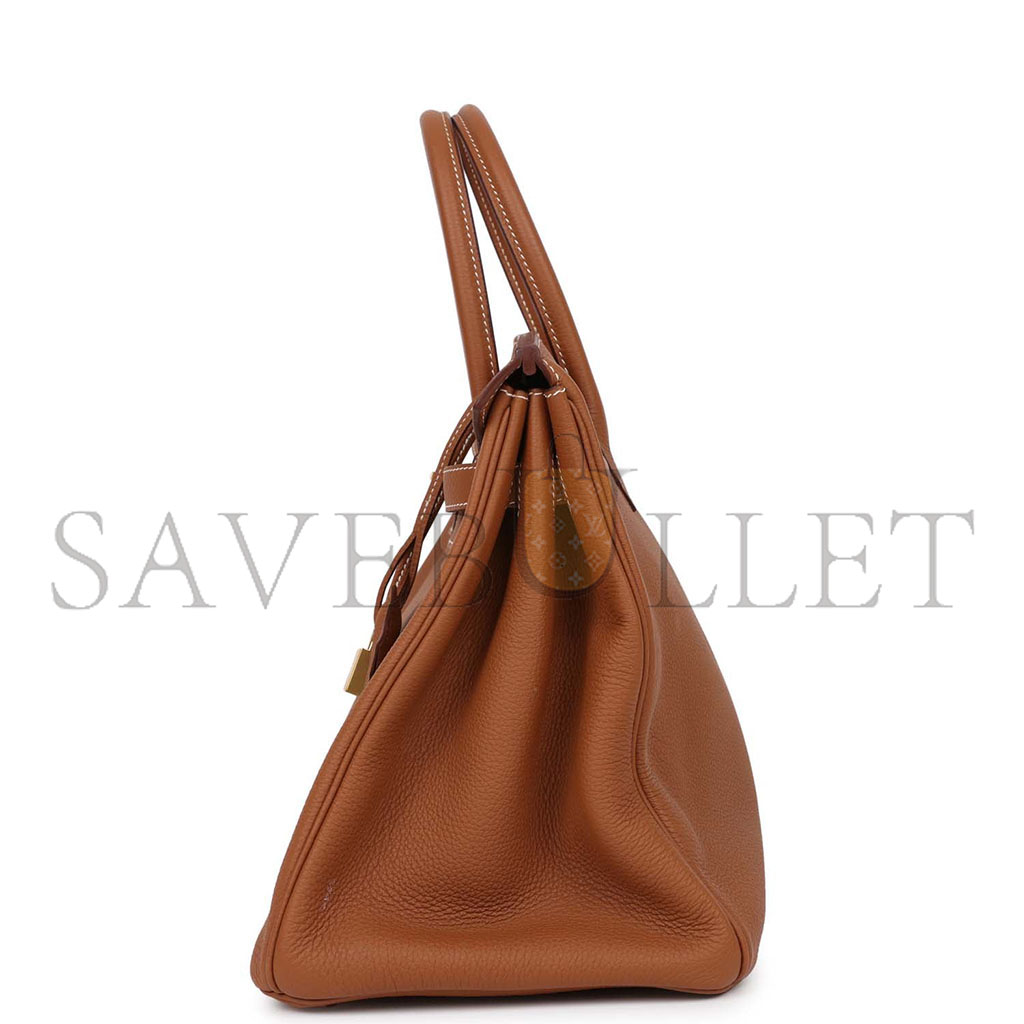 H**mes birkin 35 togo golden brown gold buckle bag 1900409 (35*25*18cm)