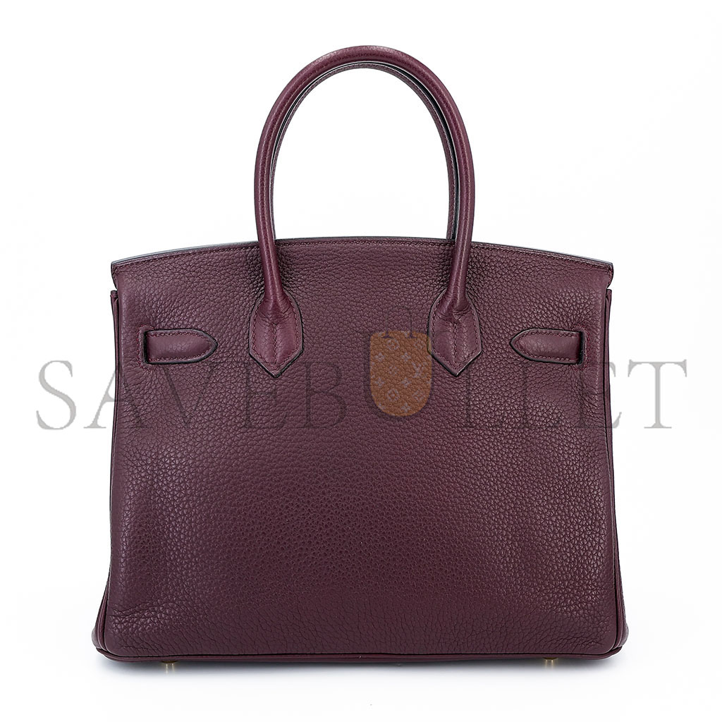 H**mes master birkin 30 togo leather burgundy gold buckle bag 8575895581 (30*22*15cm)