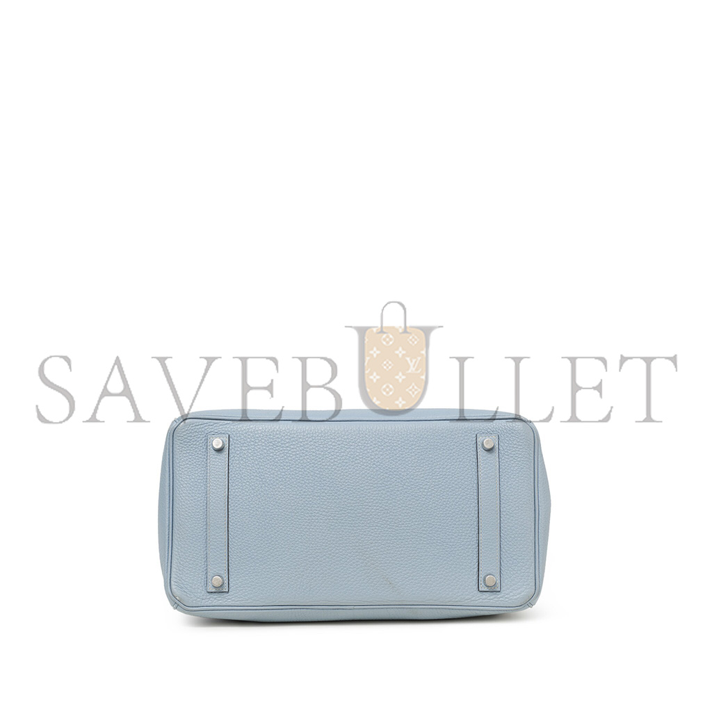 H**mes master birkin 35 togo leather linen blue silver buckle bk35j7tgss (35*28*18cm)