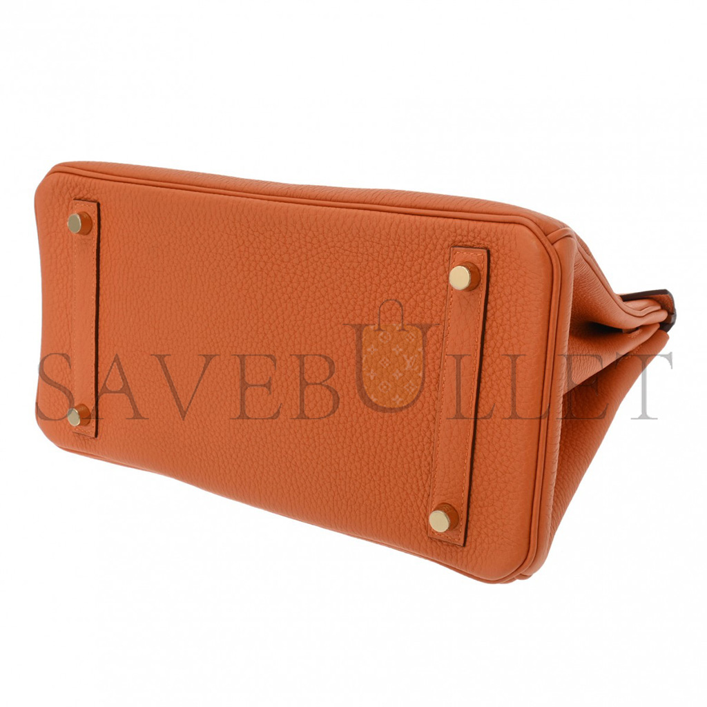 H**mes birkin 30 togo leather orange gold buckle bag h028369cc83 (35*28*18cm)