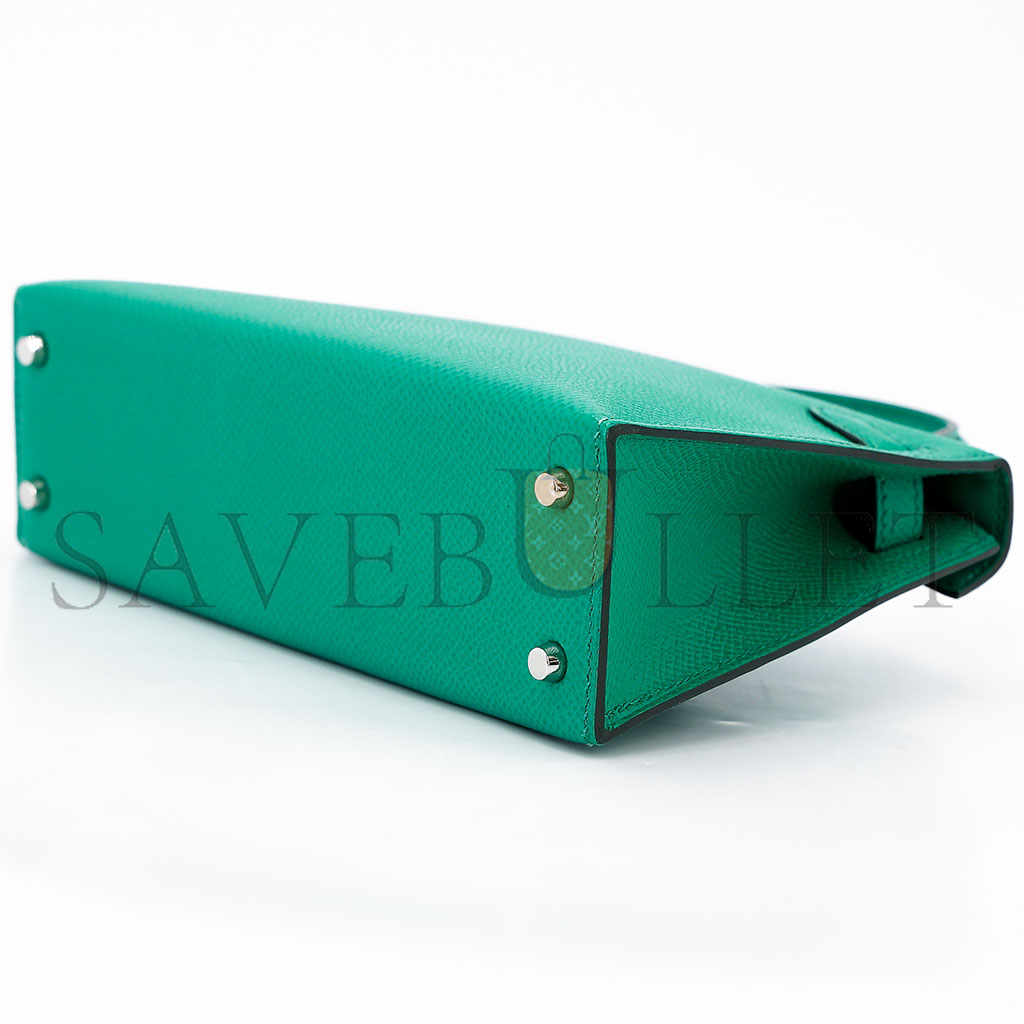 H**mes kelly 20 epsom vert jade handbag h083850ckab (19*12.5*5.5 cm)