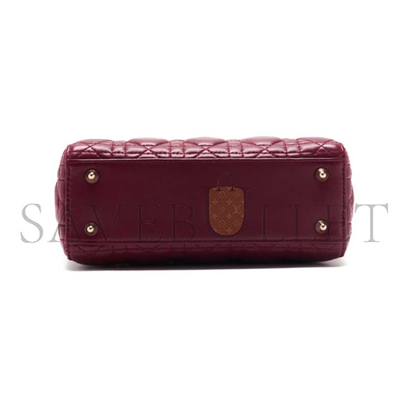 D*or lady D*or cannage lambskin handbag bordeaux (20*17*8cm)