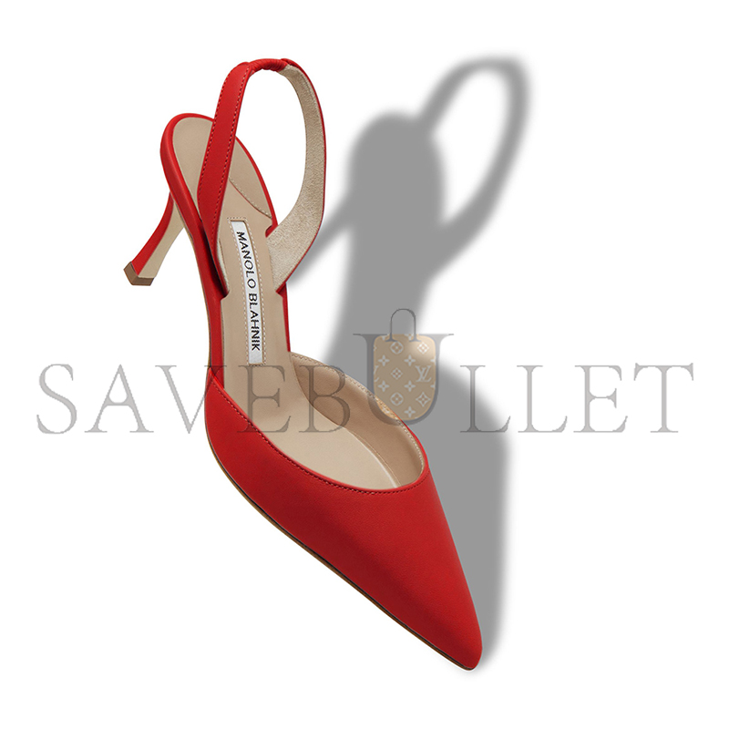 MANOLO BLAHNIK CAROLYNE 70 RED NAPPA LEATHER SLINGBACK PUMPS 9XX-0757-0020