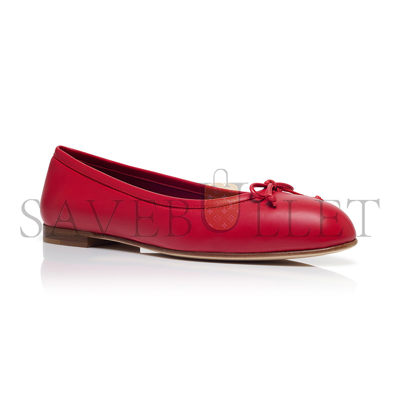 MANOLO BLAHNIK VERALLI RED NAPPA LEATHER BALLERINA FLATS 223-1548-0011