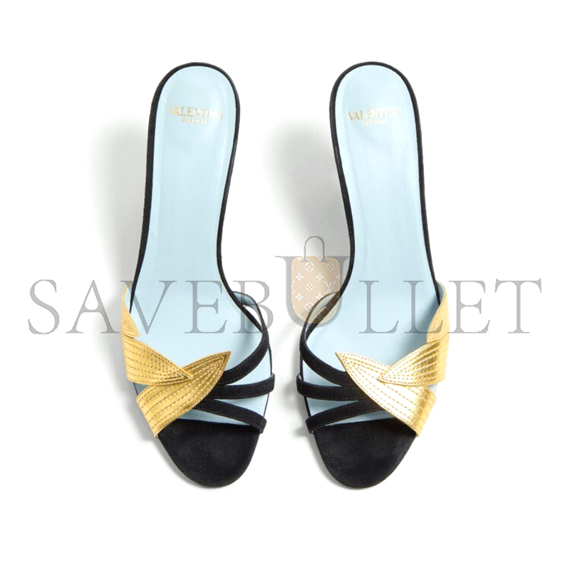 VALENTINO FOLIEFOLIAGE SUEDE SLIDE SANDAL 65MM 6W0S0MH3KMN_DQL