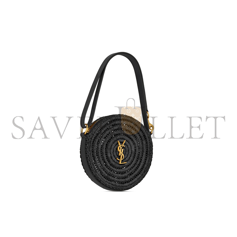 Y*L round bag in raffia and vegetable-tanned leather 744292gaadr1000 (21.5*21.5*4.5cm)