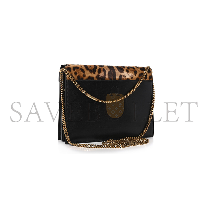 Y*L cassandra leopard print monogram clasp bag black 1166300 (22*16.5*5.5cm)