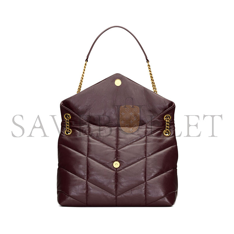 Y*L puffer medium chain bag in crinkled glossed-leather 577476aacqs6031 (35*23*13.5cm)
