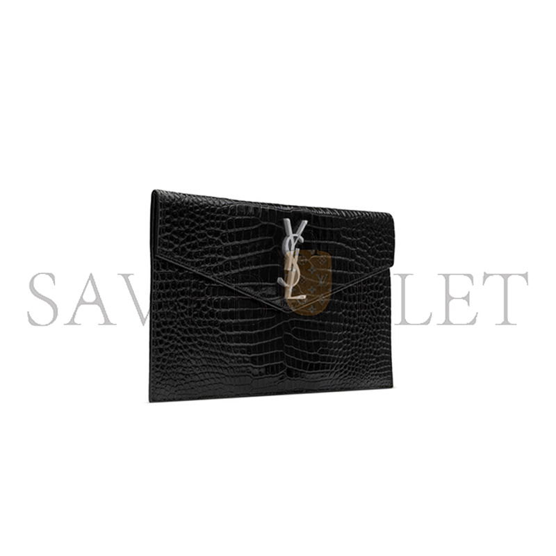 Y*L uptown pouch in crocodile-embossed shiny leather 565739dnd0n1000 (27*16*2cm)