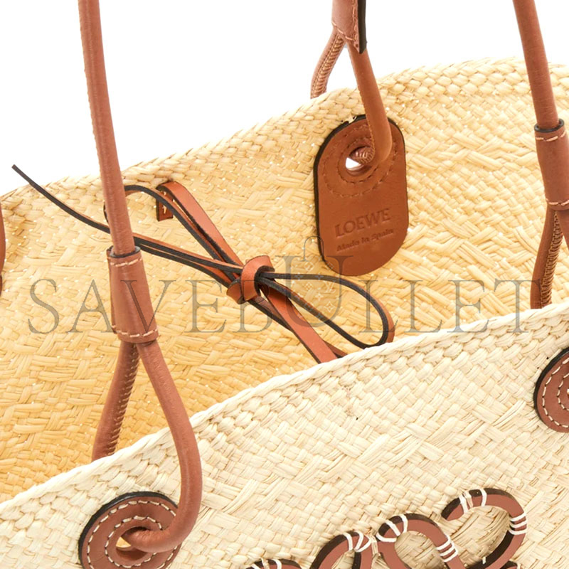 L0ew* medium anagram basket bag in iraca palm and calfskin a223t43x02 (46*24.5*16cm)