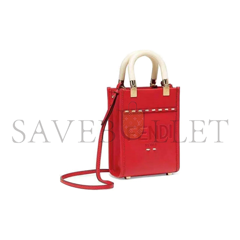 F**di vitello king plexiglass mini F**di sunshine shopper tote fuoco 8bs051ahnvf0xvw (18*13*6.5cm)