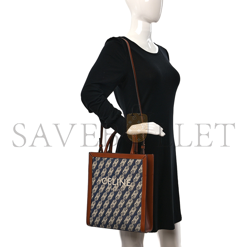 Ce**e small tote in cabas maillon triomphe jacquard and calfskin 192082cxg.19rt (32*29*8cm)