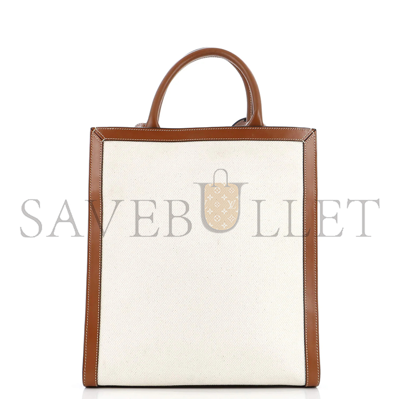 Ce**e small tote in cabas sulky printed fabric and cowhide leather 192082dci.02nt (33*28.5*8)