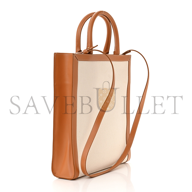 Ce**e small tote in cabas canvas and calfskin 192082bnz.02nt (17*13*6cm)