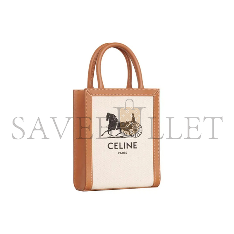 Ce**e mini tote in cabas sulky printed fabric and cowhide leather 193302dci.02nt (21*17*4cm)