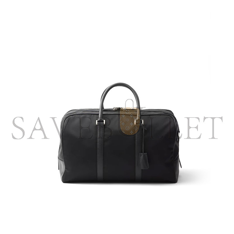 Pra*a re-nylon and saffiano leather duffel bag 2vc014 (45*27*23cm)