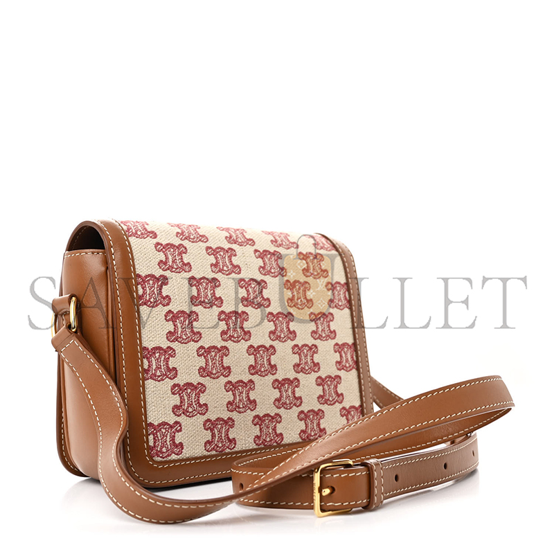 Ce**e small classique triomphe bag in fabric and calfskin 188882dba.38nu (18.5*14*6cm)