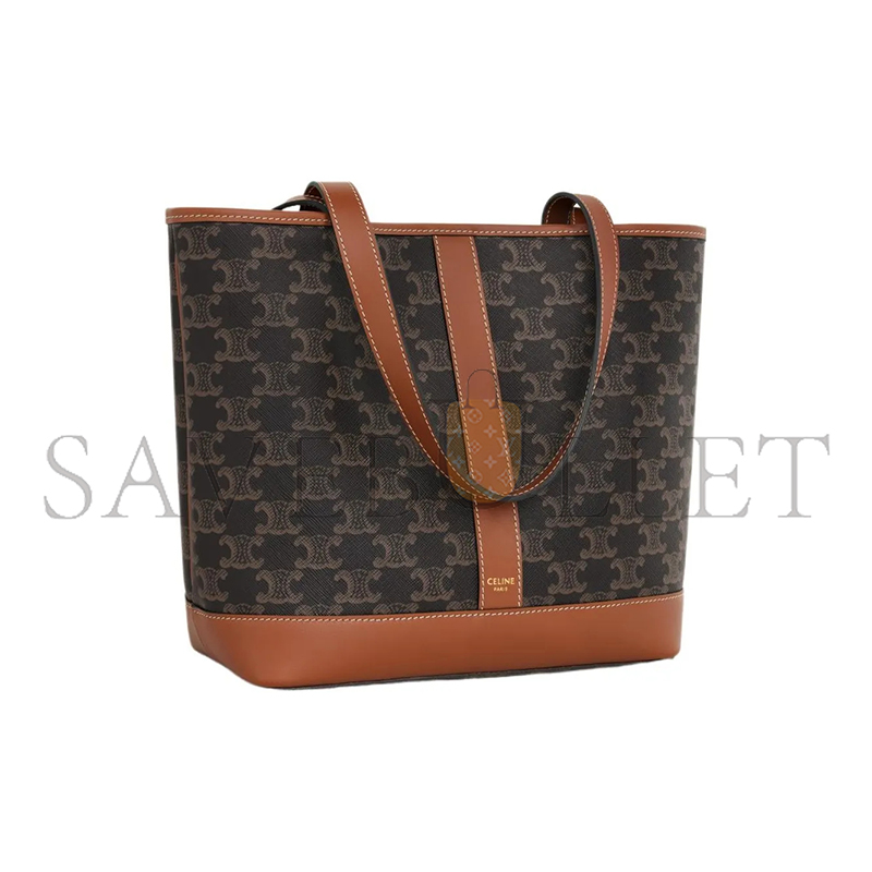 Ce**e small tote bag triomphe in triomphe canvas and lambskin 115082cas.04lu (26.5*23*12cm)