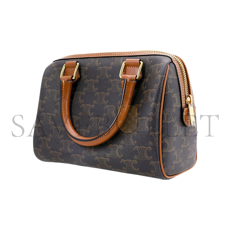 Ce**e small boston bag triomphe in triomphe canvas and lambskin 197582cas.04lu (19.5*14*7cm)