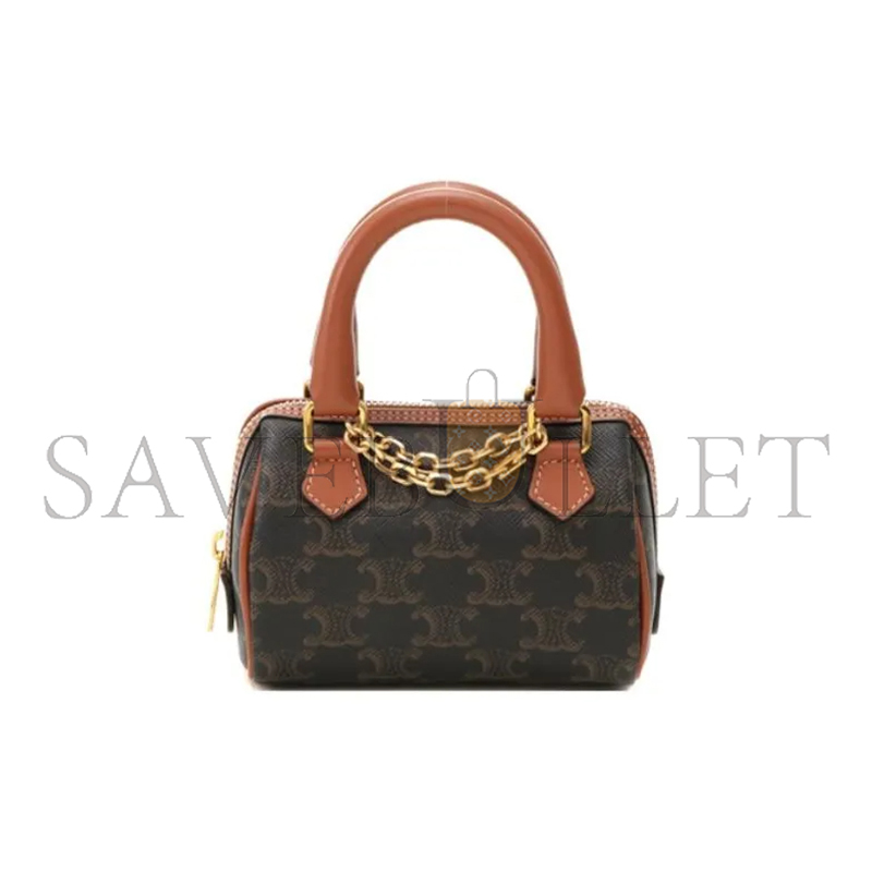 Ce**e mini boston bag triomphe in triomphe canvas and lambskin 195112bzj.04lu (14*9.5*8cm)