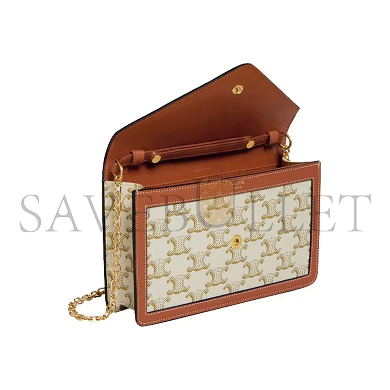 Ce**e chain wallet in triomphe canvas and calfskin 10h422db5.01ta (19.5*13*4cm)