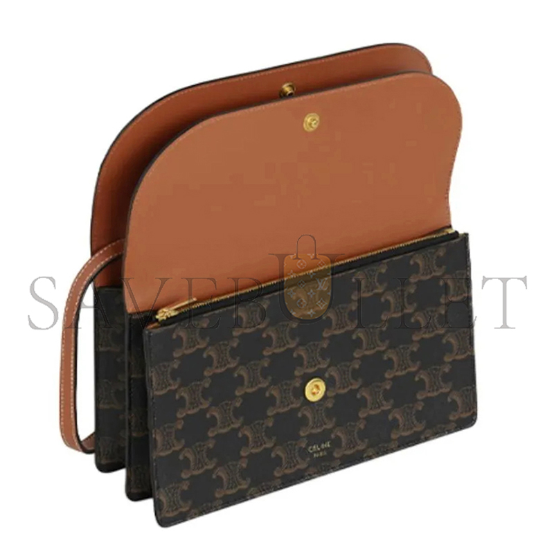 Ce**e crossbody bag in triomphe canvas and smooth lambskin 10d852cg9.04lu (20*11.5cm)