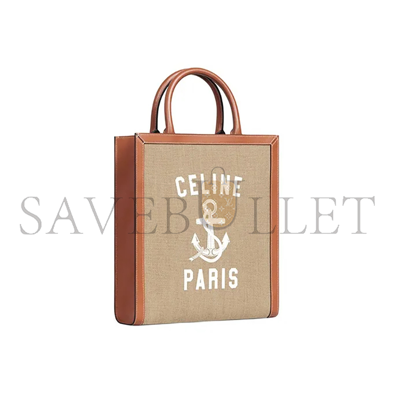 Ce**e small tote in cabas sulky printed fabric and cowhide leather 192082dft.02nt (32*29*8cm)