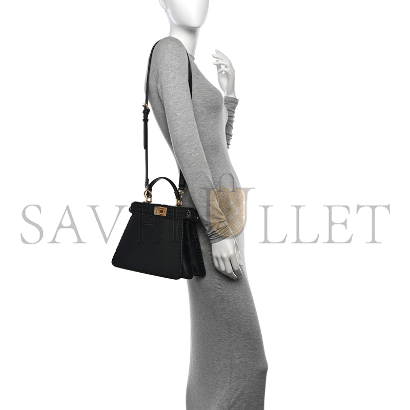 F**di peekaboo iseeu small black interlace leather bag 8bn327aydje1tvp (27*21*11cm)