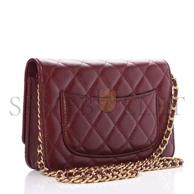 Ch*el classic wallet on chain grained shiny calfskin ap4241 (19.5*12*4cm)