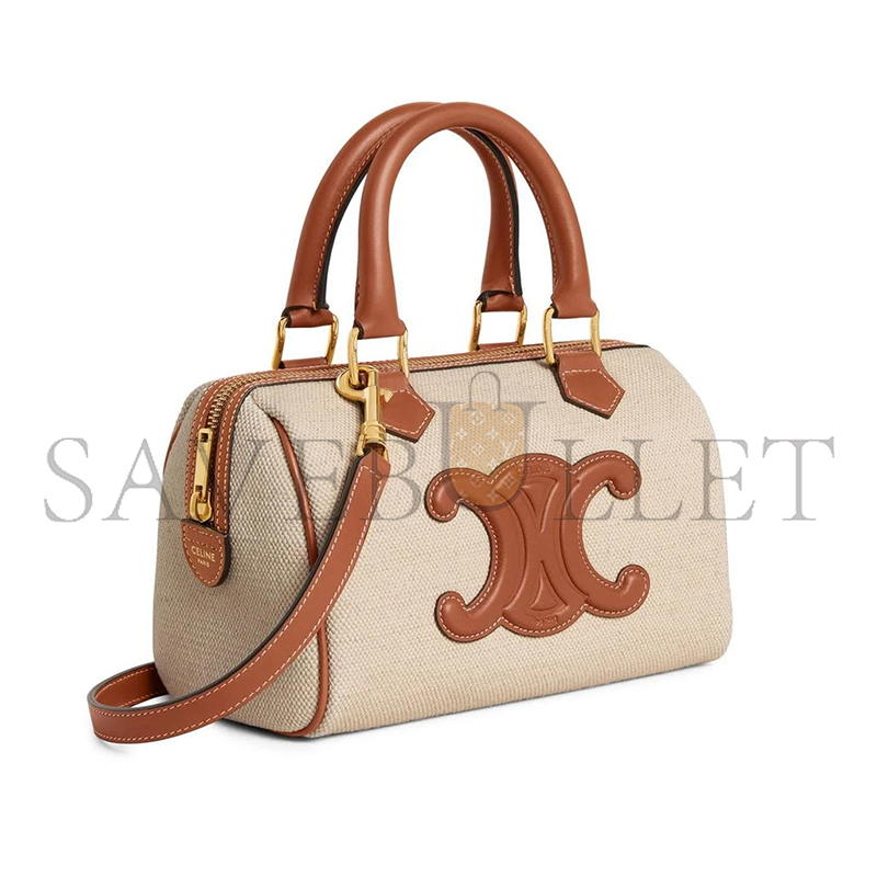 Ce**e small boston cuir triomphe in textile and calfskin 113773du3.05lu (20*14*10cm)