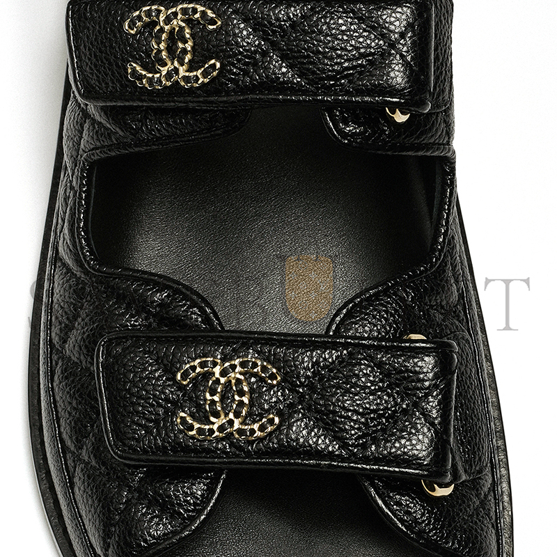 Ch*el sandals grained calfskin black g35927
