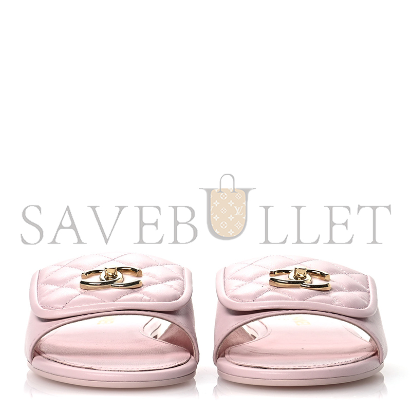 Ch*el lambskin quilted turnlock flat mules 1669317