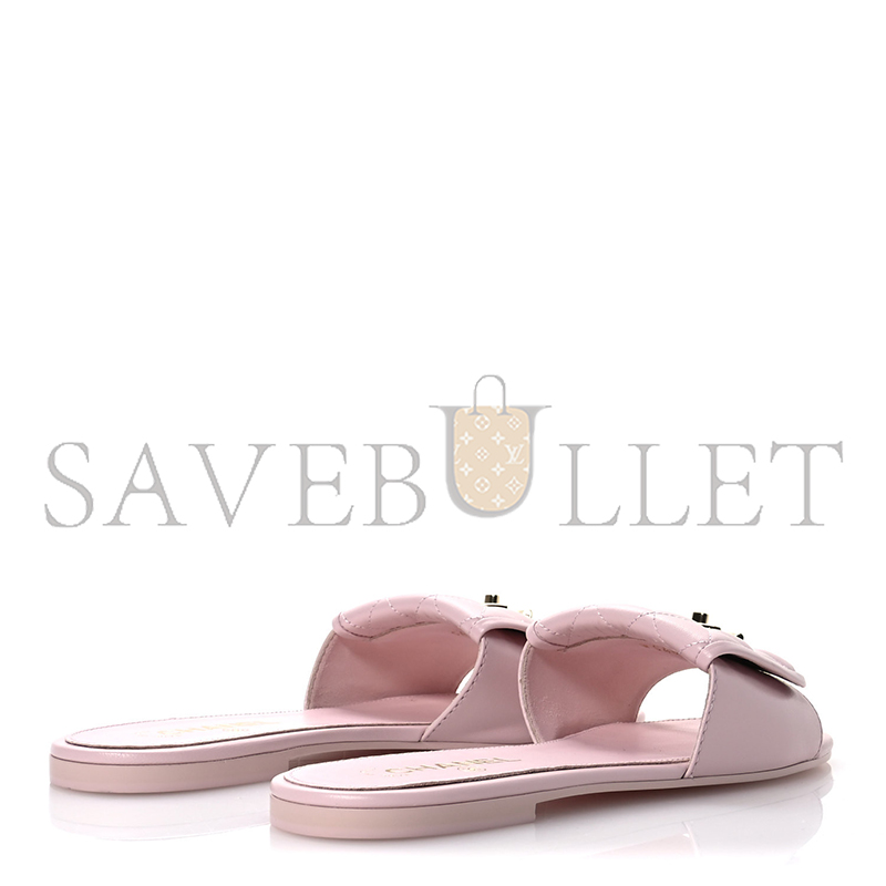 Ch*el lambskin quilted turnlock flat mules 1669317