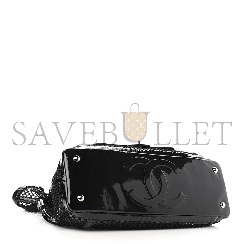 Ch*el patent net large la madrague tote black 1124296 (36*34*12cm)