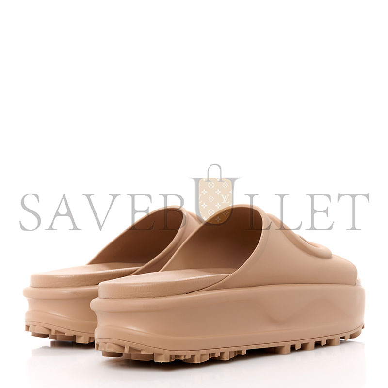 G*u*i soft rubber womens interlocking g platform slide sand 692845