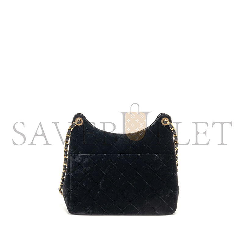 Ch*el 23b hobo bag velvet black ghw 296301 (23*22*7cm)