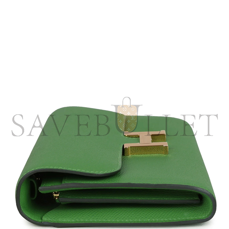 H**mes constance wallet to go vert yucca epsom gold hardware 436571 (20*11*4cm)