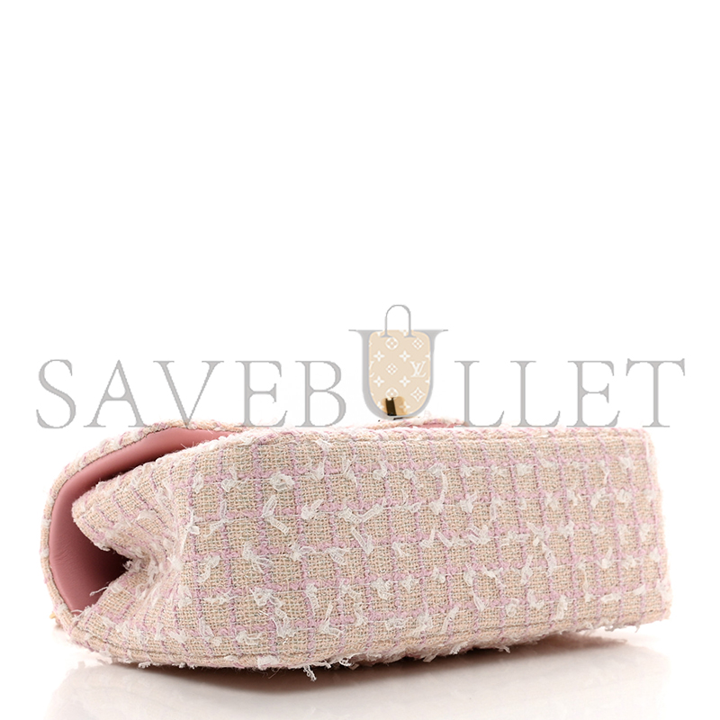 Ch**el tweed quilted mini top handle rectangular flap light pink 1386916 (20*12*6cm)