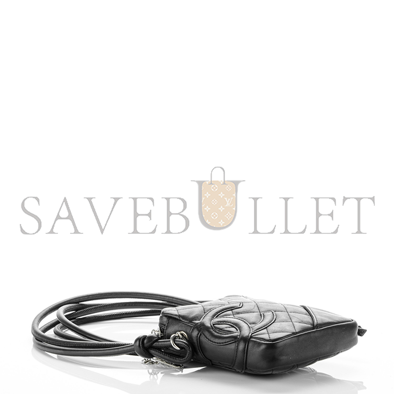 Ch**el calfskin quilted small cambon messenger black 176151 (15*13*3.5cm)