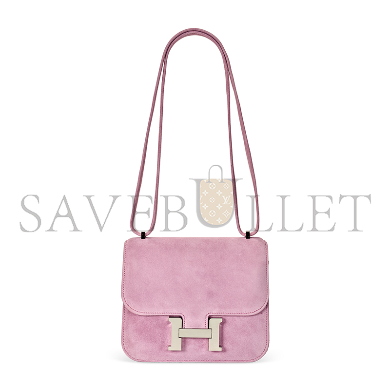 H**me5 master a rose indienne veau doblis suede mini constance with palladium hardware 436576 (18*14.5*6cm)