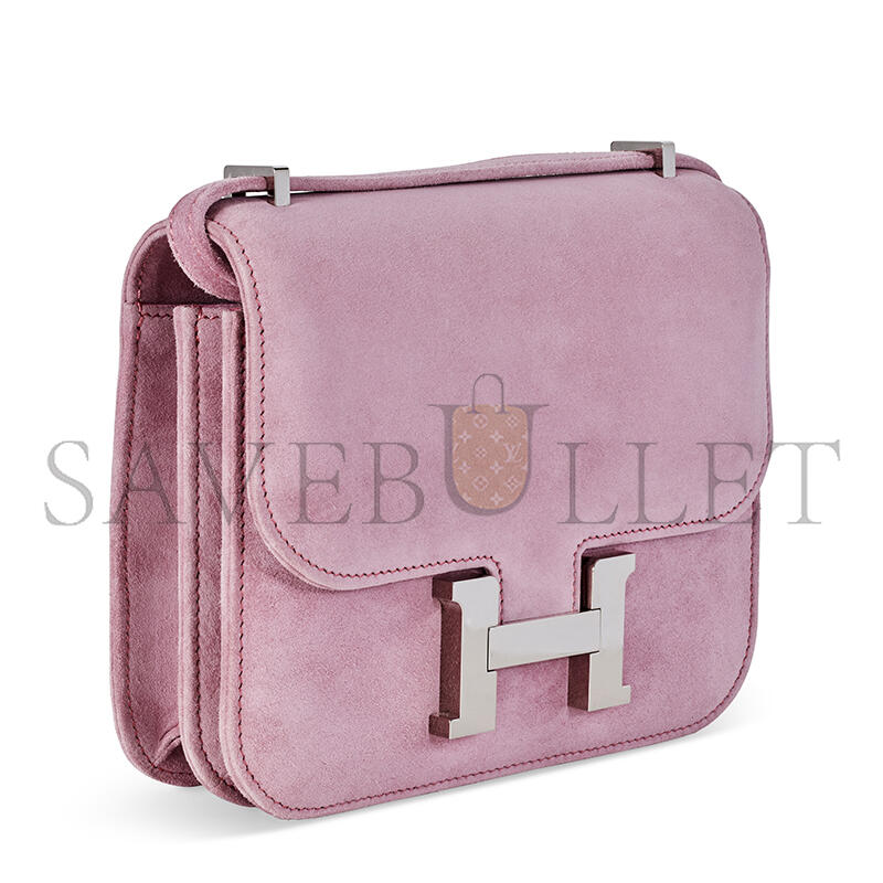 H**me5 master a rose indienne veau doblis suede mini constance with palladium hardware 436576 (18*14.5*6cm)