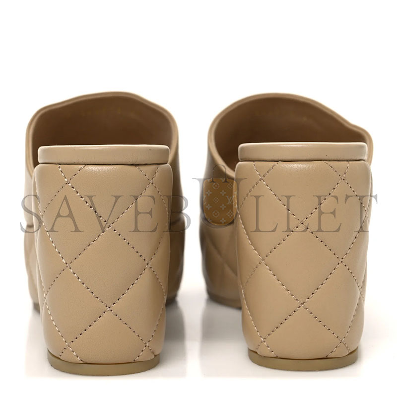 Ch**el LAMBSKIN QUILTED CC PLATFORM MULES