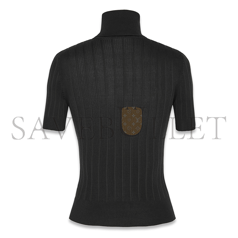 Y51 MONOGRAM RIBBED SILK SHORT-SLEEVE TOP 705377Y75PY1000