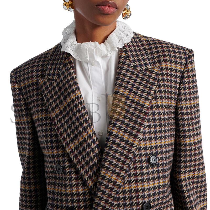 Y51 HOUNDSTOOTH DOUBLE-BREASTED WOOL BLAZER