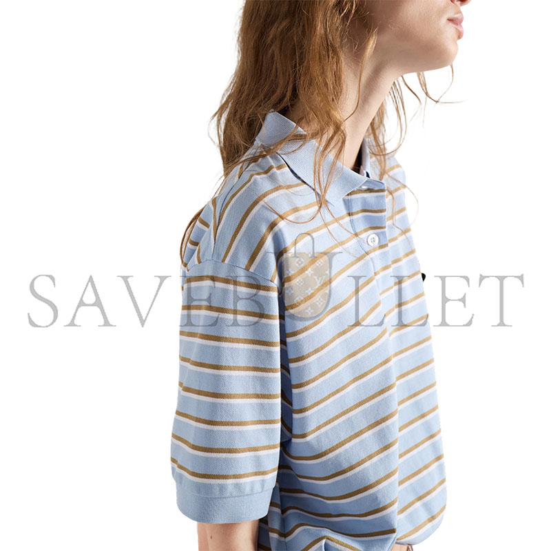 Pra*a CROPPED STRIPED PIQUÉ POLO SHIRT 39609