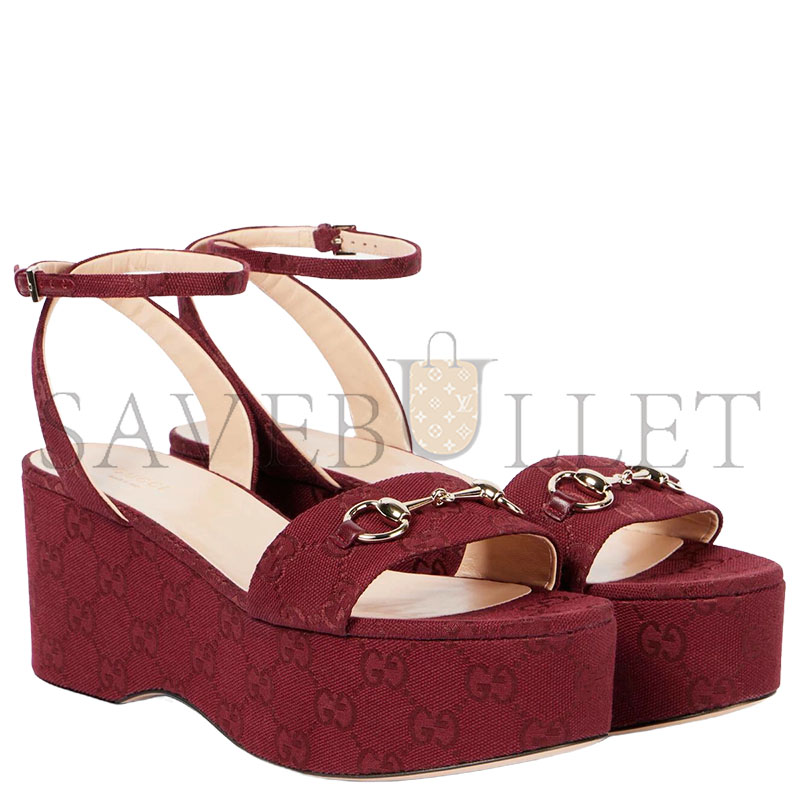 Gvc*1 LADY HORSEBIT GG CANVAS WEDGE SANDALS