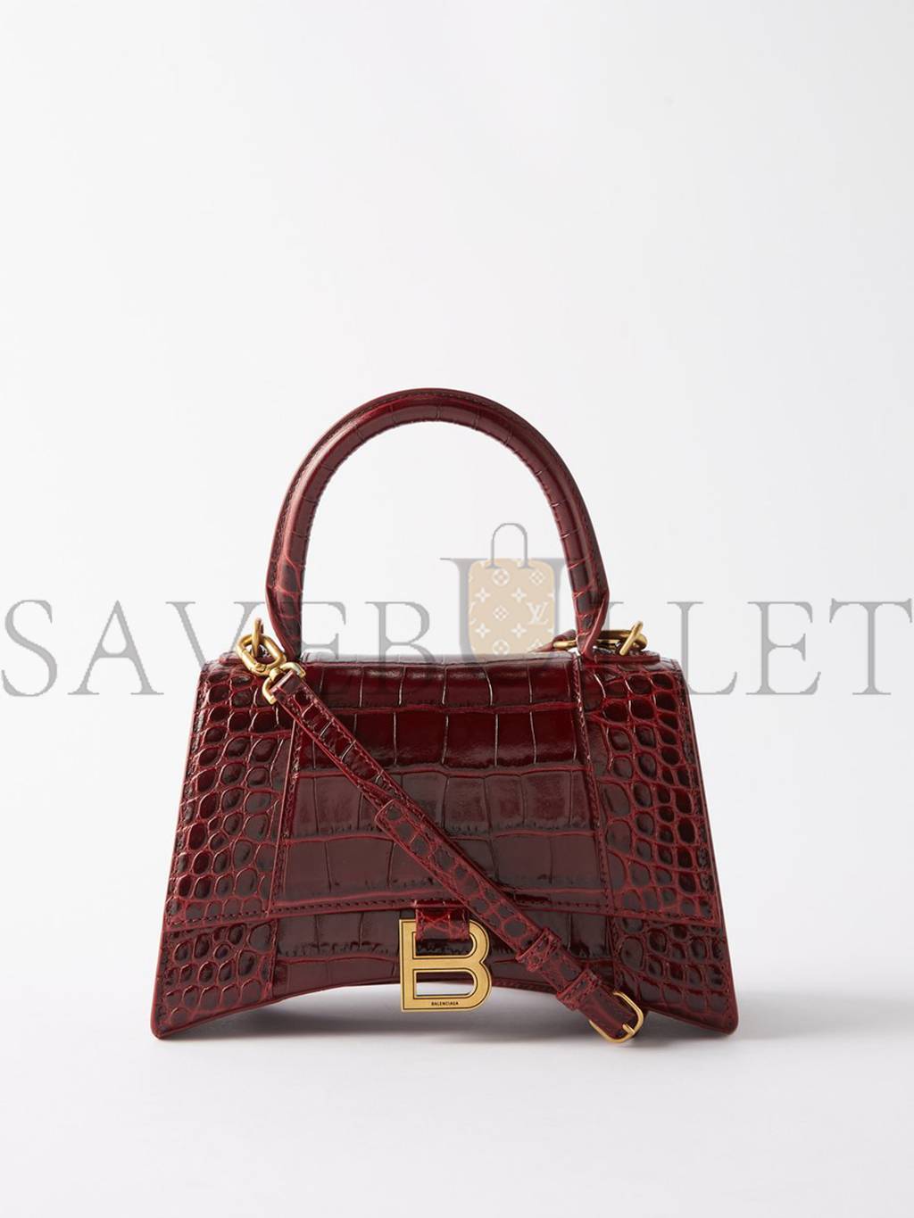 Ba*len*cia*ga red hourglass s crocodile-effect leather bag matchesfashion us (22.5*14.5*10cm)