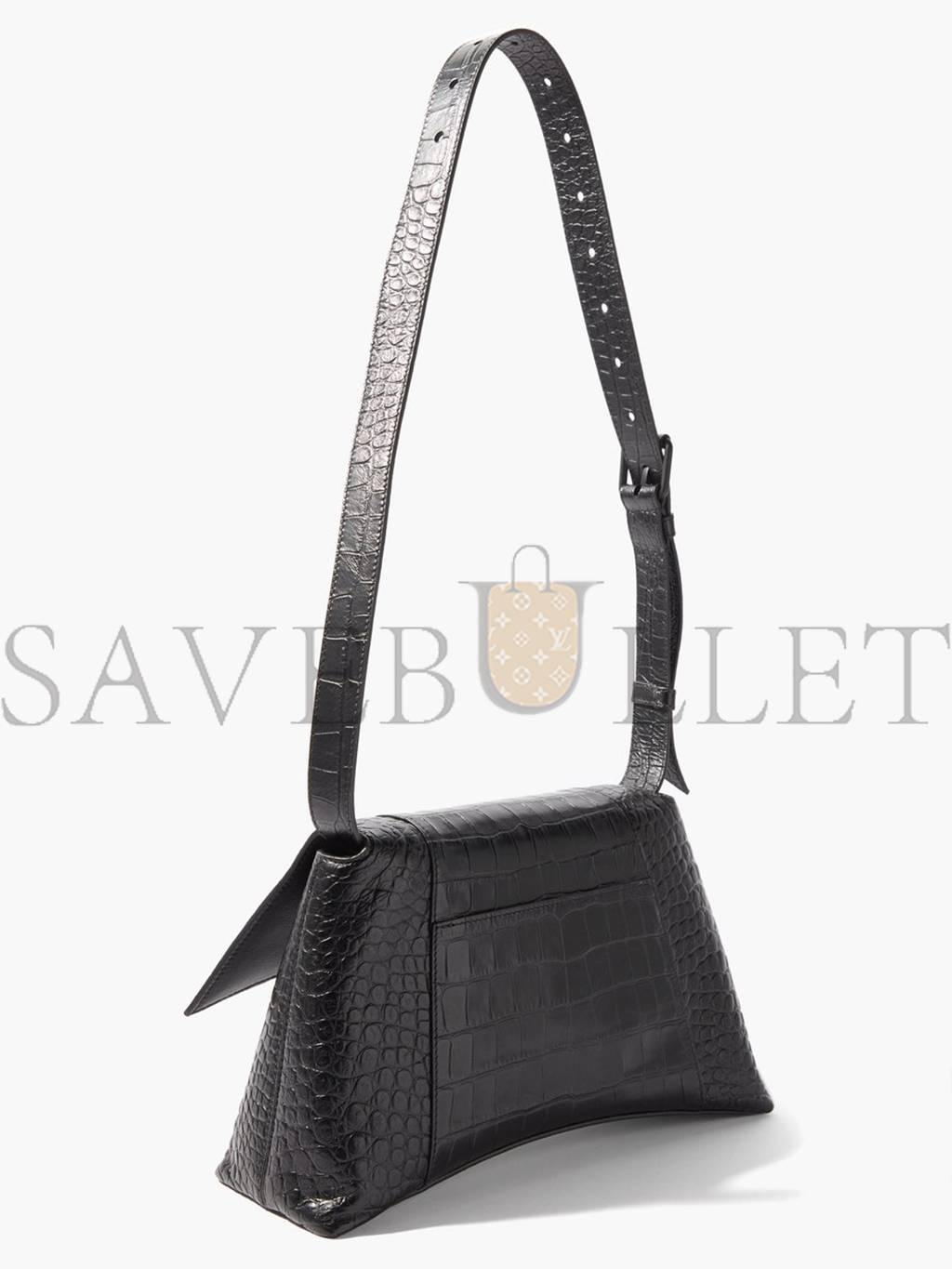 Ba*len*cia*ga black downtown crocodile-effect leather shoulder bag matchesfashion us (29*18*11cm)